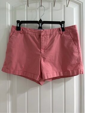 Mango Rose Pink Roll-Hem Cotton Bermuda Shorts